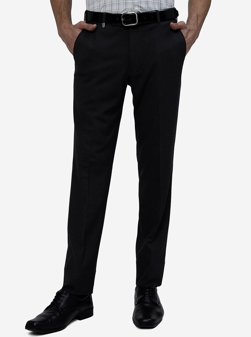 Black Solid Slim Fit Formal Trouser | JB Studio