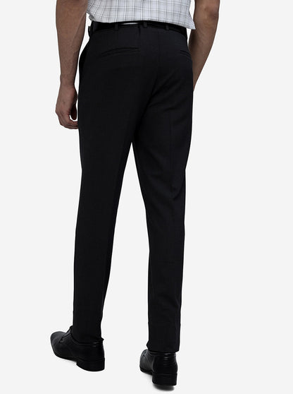 Black Solid Slim Fit Formal Trouser | JB Studio