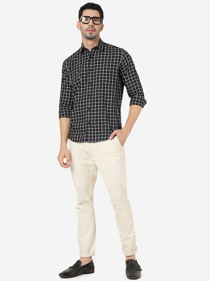 Black Checked Smart Fit Semi Casual Shirt | Greenfibre