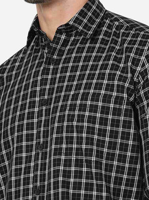 Black Checked Smart Fit Semi Casual Shirt | Greenfibre