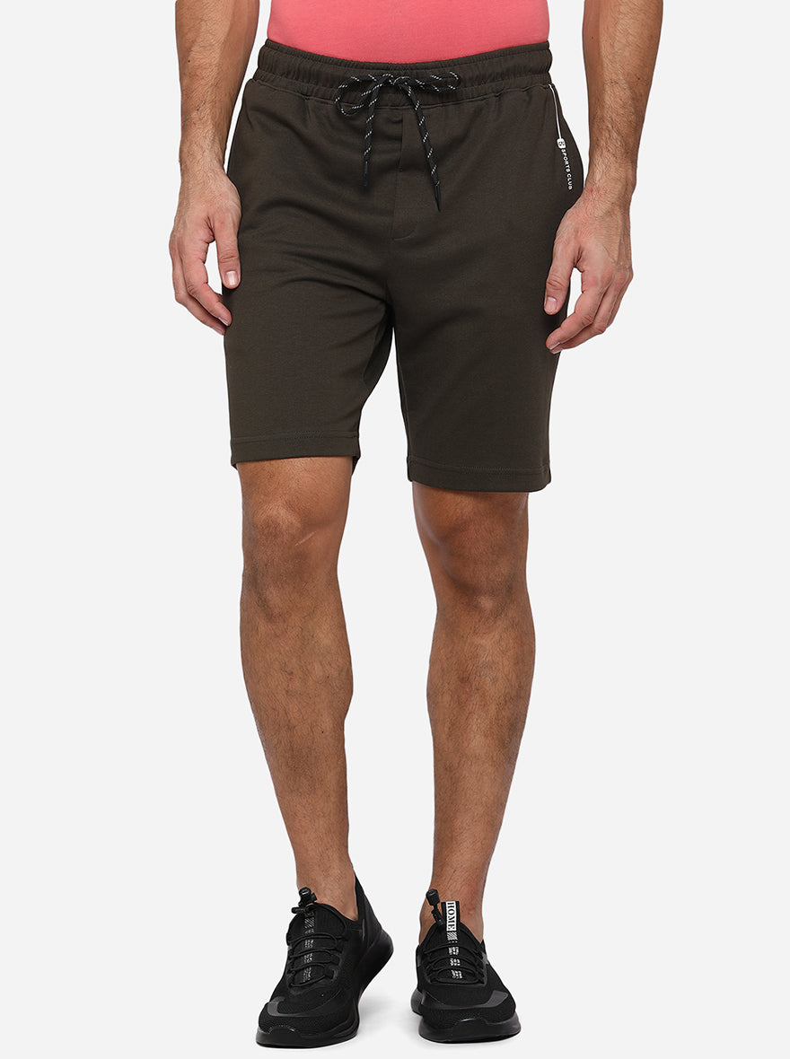 Olive Solid Regular Fit Shorts | JadeBlue