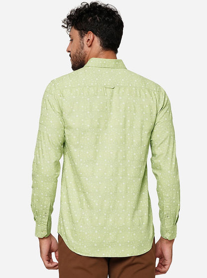 Celadon Green Printed Slim Fit Casual Shirt | JadeBlue
