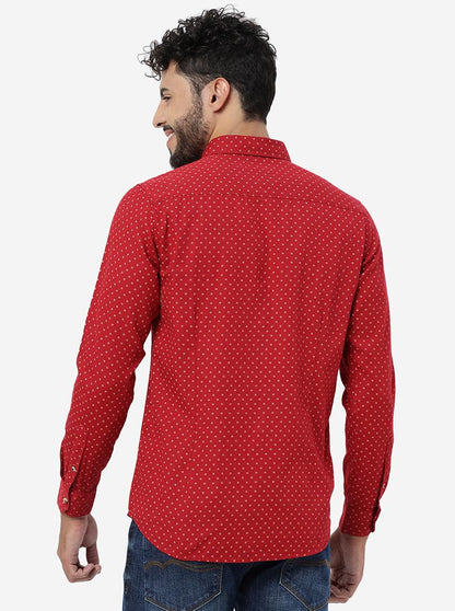 Red Printed Slim Fit Casual Shirt | JadeBlue