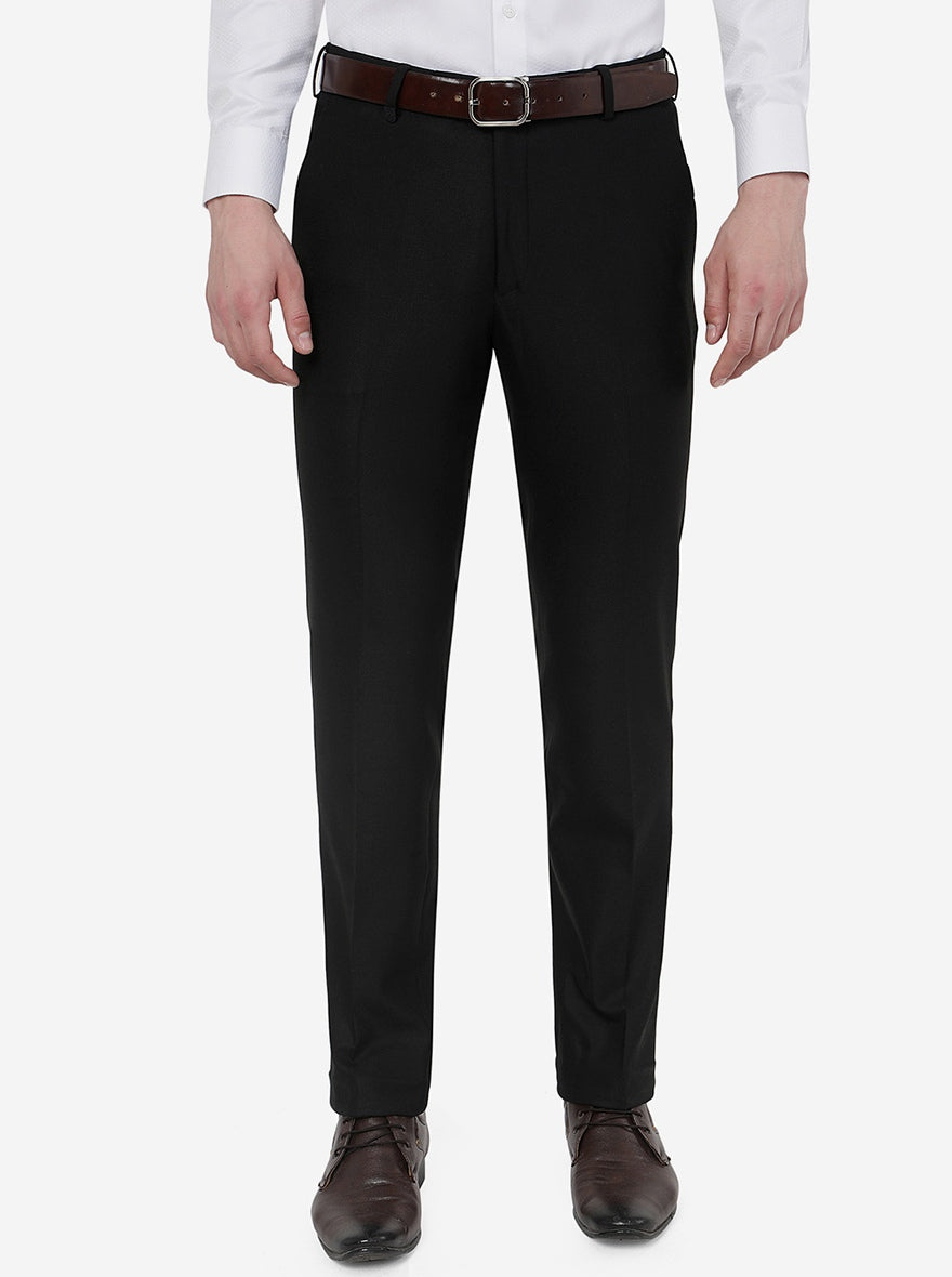 Black Solid Slim Fit Formal Trouser | JB Studio