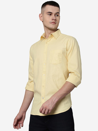 Mellow Yellow Solid Slim Fit Casual Shirt | JadeBlue