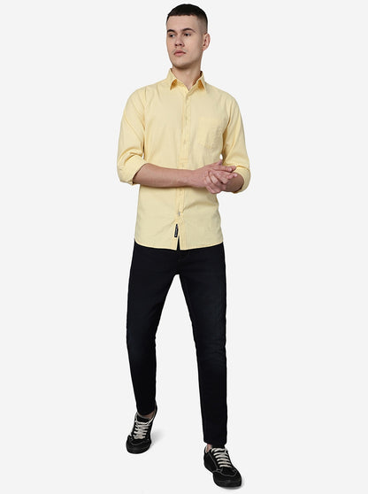 Mellow Yellow Solid Slim Fit Casual Shirt | JadeBlue