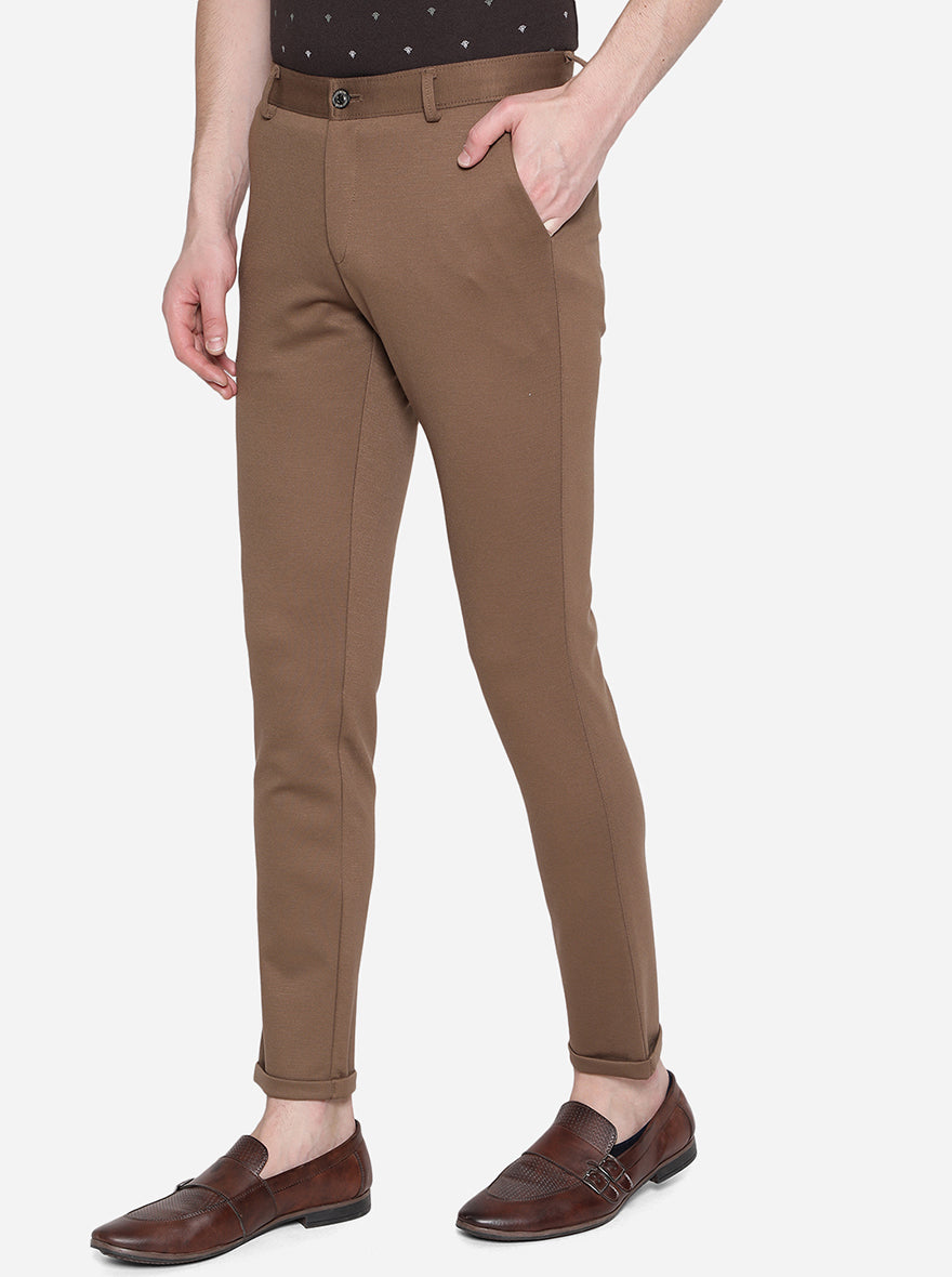 Brown Solid Venice Fit Casual Trouser | JadeBlue