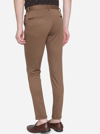 Brown Solid Venice Fit Casual Trouser | JadeBlue
