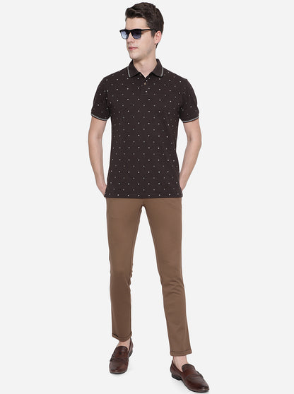 Brown Solid Venice Fit Casual Trouser | JadeBlue
