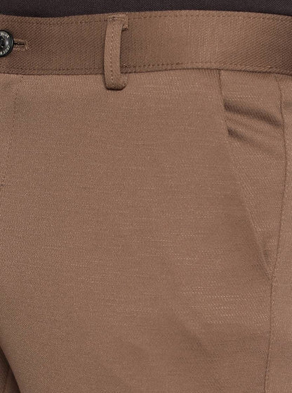Brown Solid Venice Fit Casual Trouser | JadeBlue