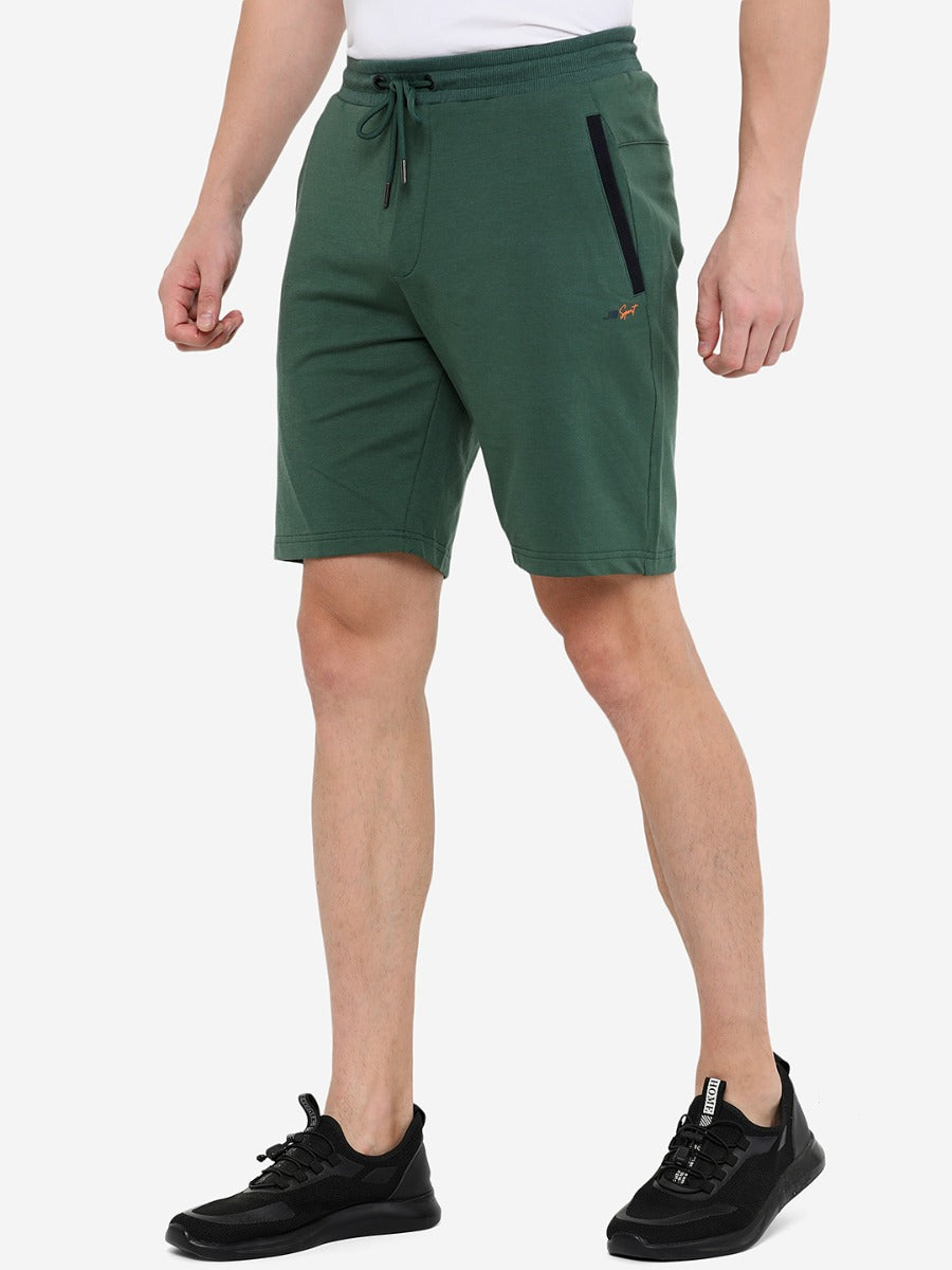 Green Solid Regular Fit Shorts | JadeBlue