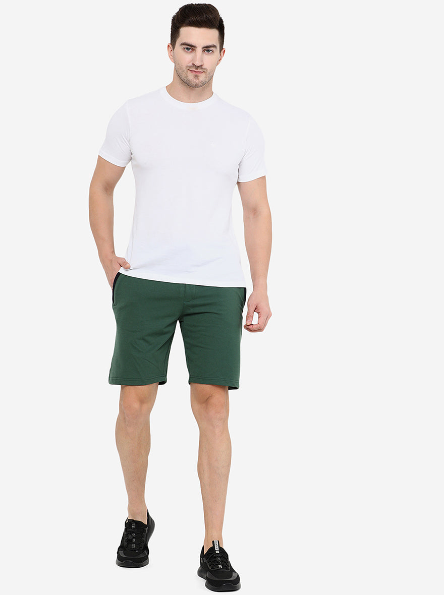 Green Solid Regular Fit Shorts | JadeBlue