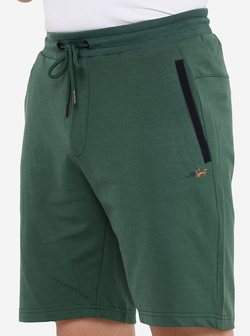 Green Solid Regular Fit Shorts | JadeBlue