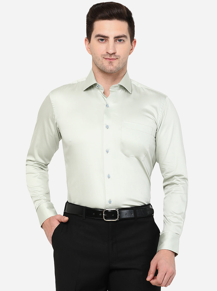 Peacock Green Solid Slim Fit Formal Shirt | Metal