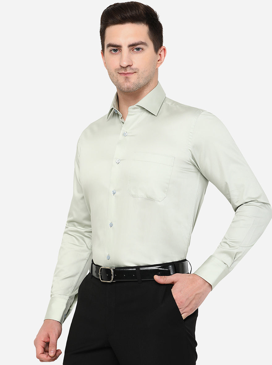 Peacock Green Solid Slim Fit Formal Shirt | Metal