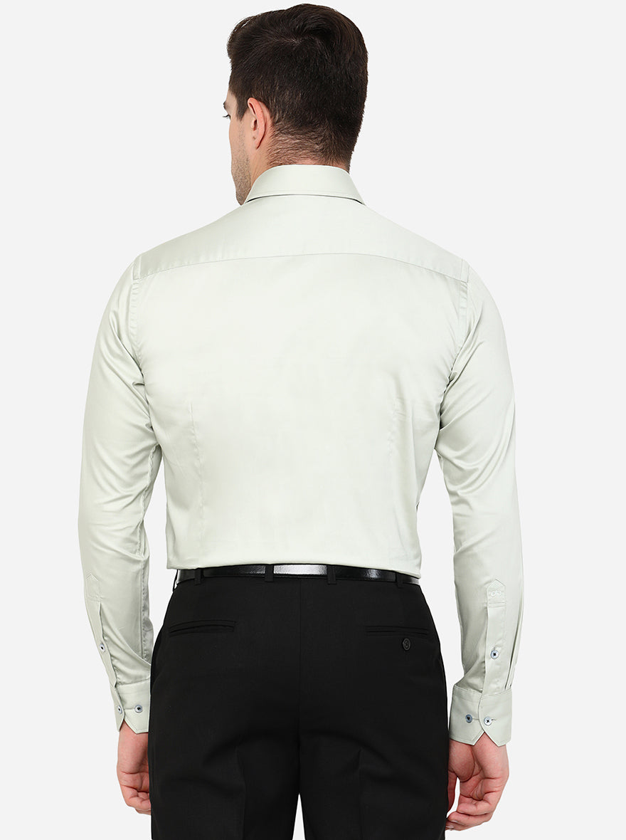 Peacock Green Solid Slim Fit Formal Shirt | Metal