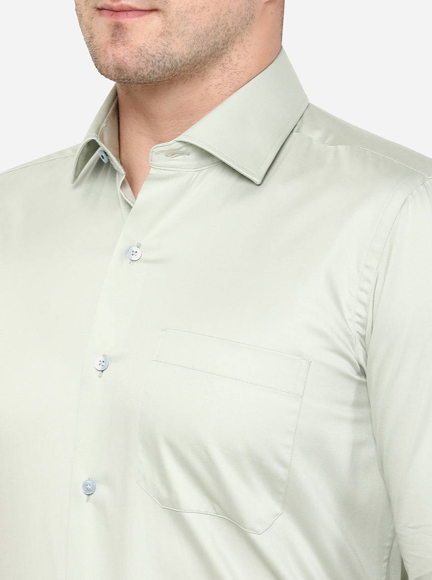 Peacock Green Solid Slim Fit Formal Shirt | Metal