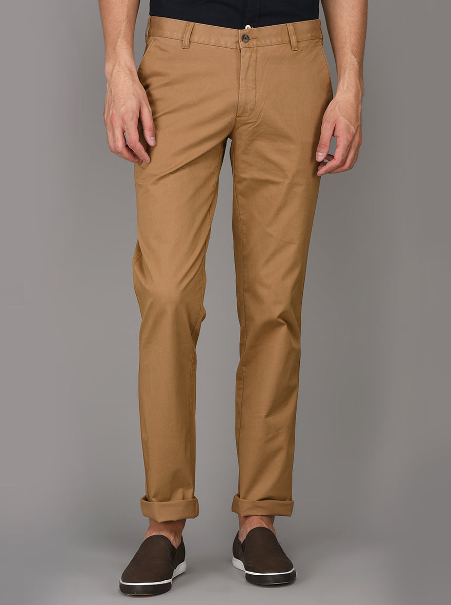 Greenfibre Brown Slim Fit Casual Trouser
