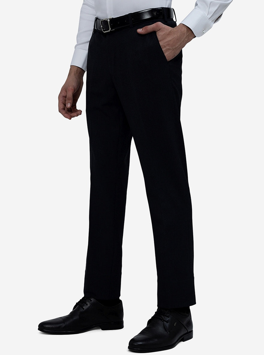 Blue Solid Slim Fit Formal Trouser | JB Studio