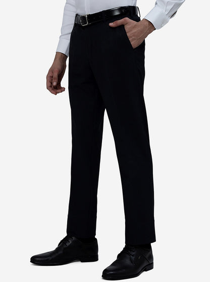 Blue Solid Slim Fit Formal Trouser | JB Studio