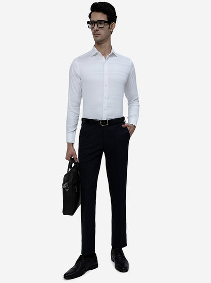 Blue Solid Slim Fit Formal Trouser | JB Studio