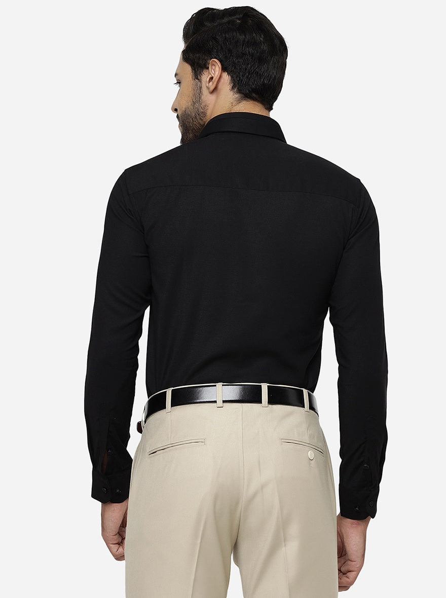 Black Solid Slim Fit Party Wear Shirt | JB Studio