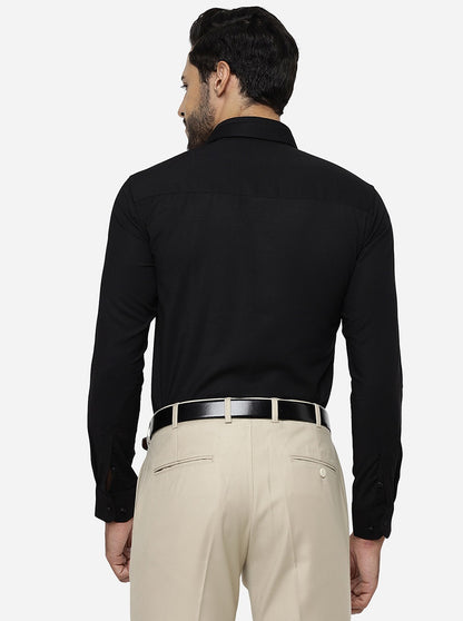 Black Solid Slim Fit Party Wear Shirt | JB Studio