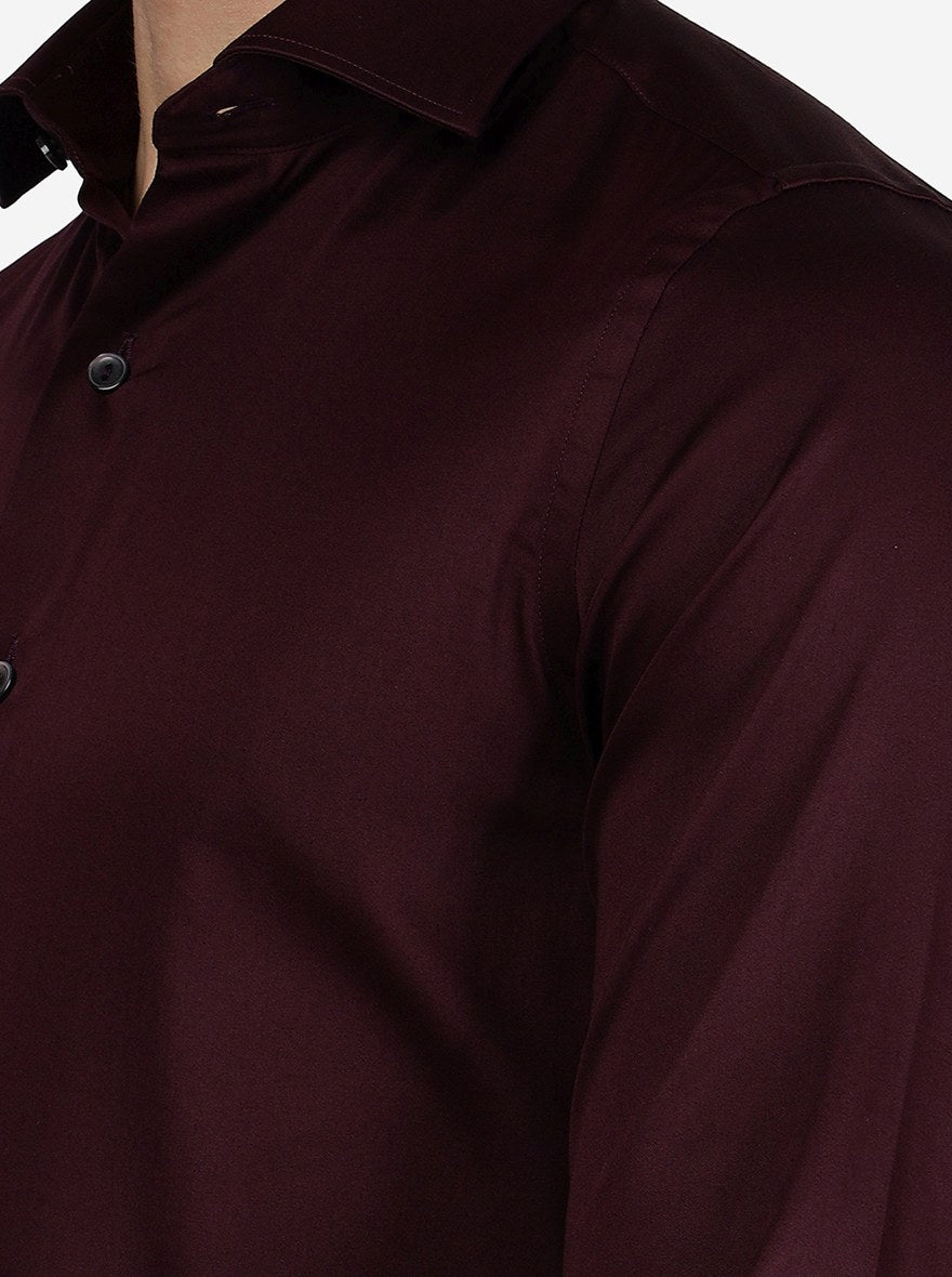 Wine Solid Slim Fit Party Wear Shirt | Wyre