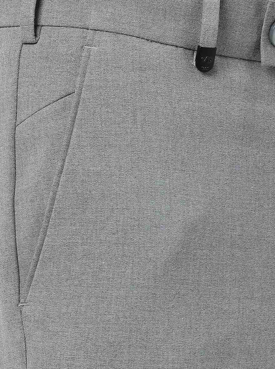 Grey Solid Slim Fit Formal Trouser | JB Studio