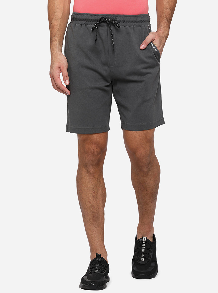 Shadow Grey Solid Regular Fit Shorts | JadeBlue