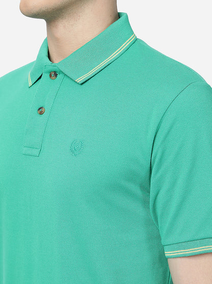 Mint Green Solid Slim Fit Polo T-Shirt | Greenfibre