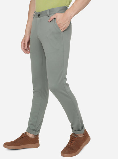 Duck Green Solid Venice Fit Casual Trouser | JadeBlue