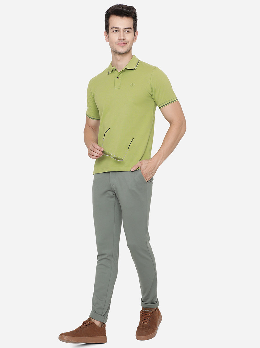 Duck Green Solid Venice Fit Casual Trouser | JadeBlue