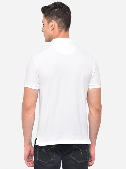 White Solid Slim Fit Polo T-Shirt | Greenfibre