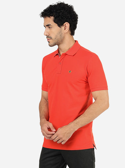 Orange Solid Slim Fit Polo T-Shirt | JadeBlue