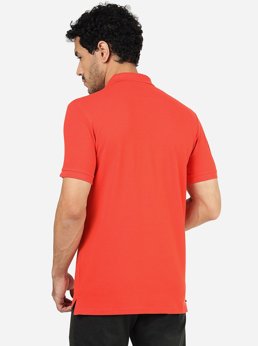 Orange Solid Slim Fit Polo T-Shirt | JadeBlue
