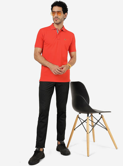 Orange Solid Slim Fit Polo T-Shirt | JadeBlue