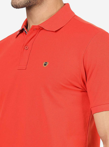 Orange Solid Slim Fit Polo T-Shirt | JadeBlue