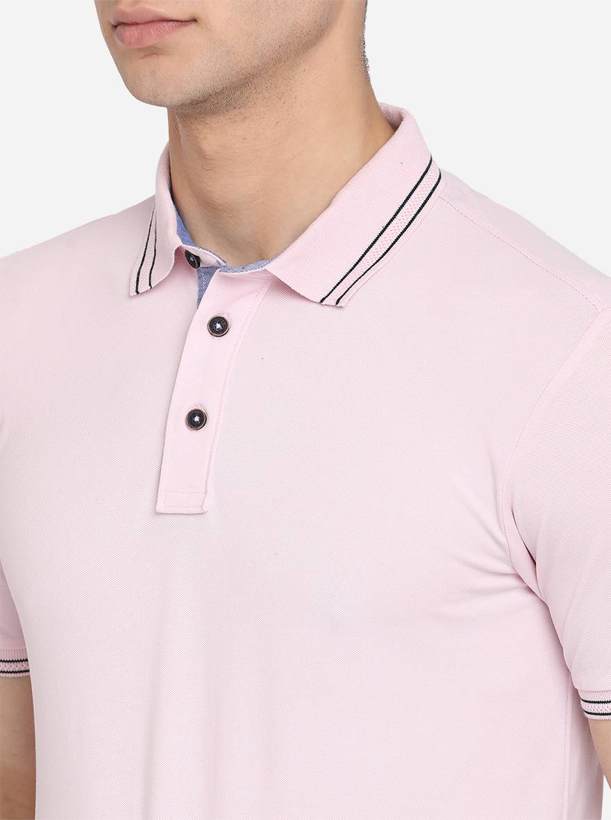 Orchid Pink Solid Slim Fit Polo T-Shirt | JadeBlue Sport