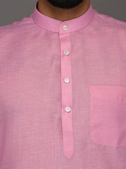 Pink Solid Regular Fit Modi Kurta | JadeBlue
