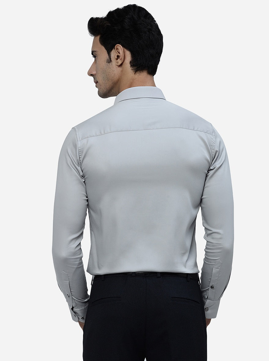 Grey Solid Slim Fit Party Wear Shirt | JB Studio