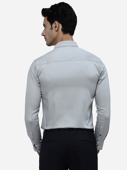 Grey Solid Slim Fit Party Wear Shirt | JB Studio