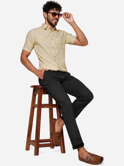 Khaki Solid Slim Fit Casual Shirt | JadeBlue