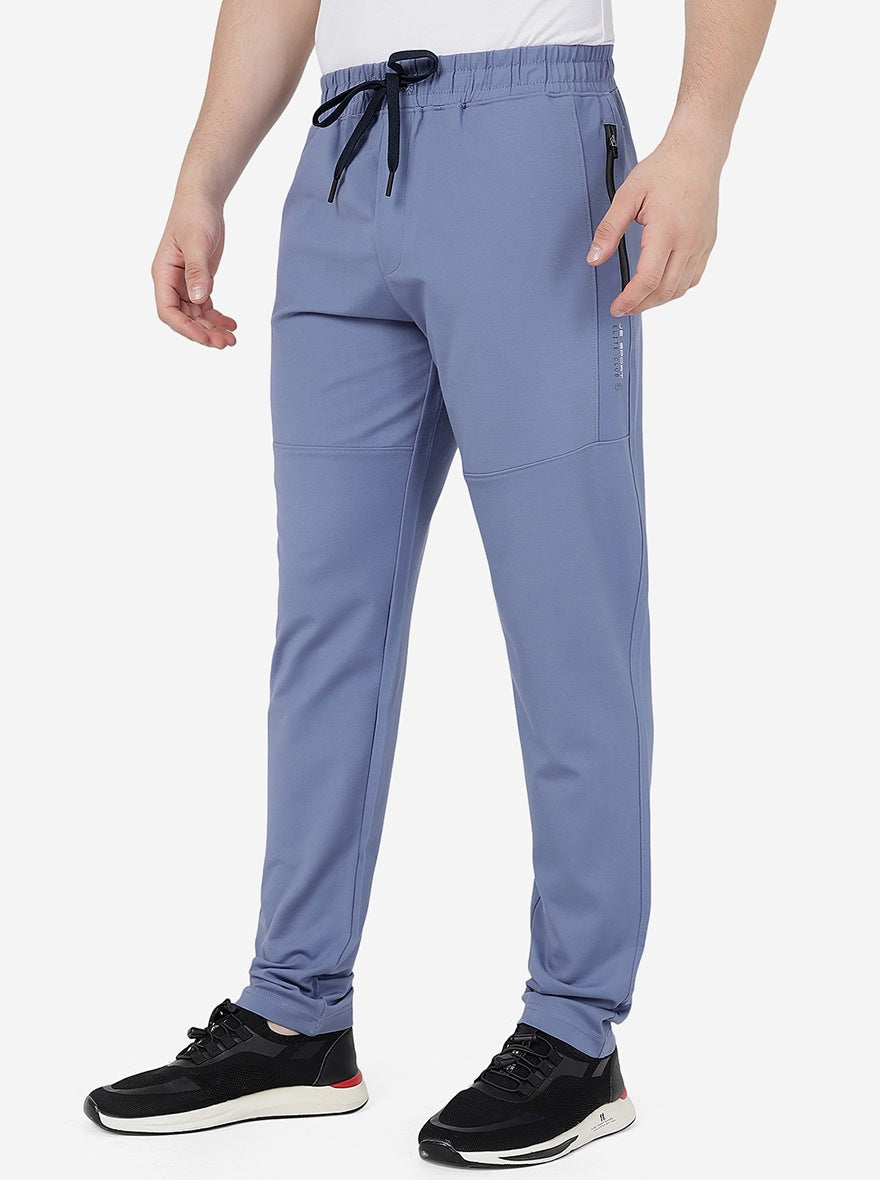 Blue Solid Slim Fit Track Pant | JadeBlue