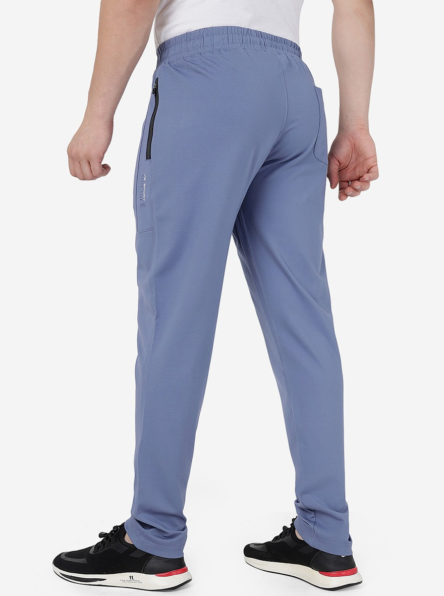 Blue Solid Slim Fit Track Pant | JadeBlue