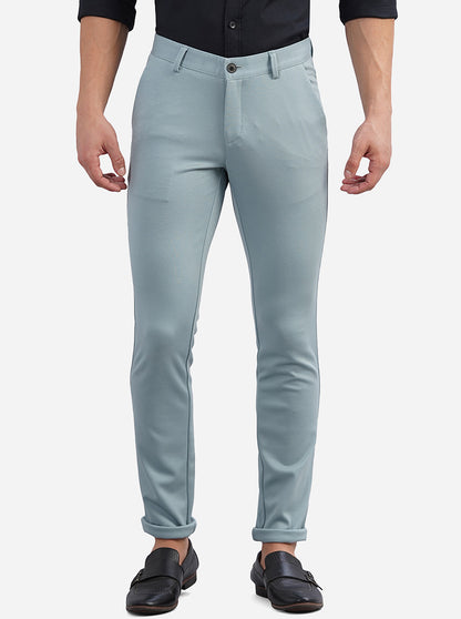 Sky Blue Solid Venice Fit Casual Trouser | JadeBlue