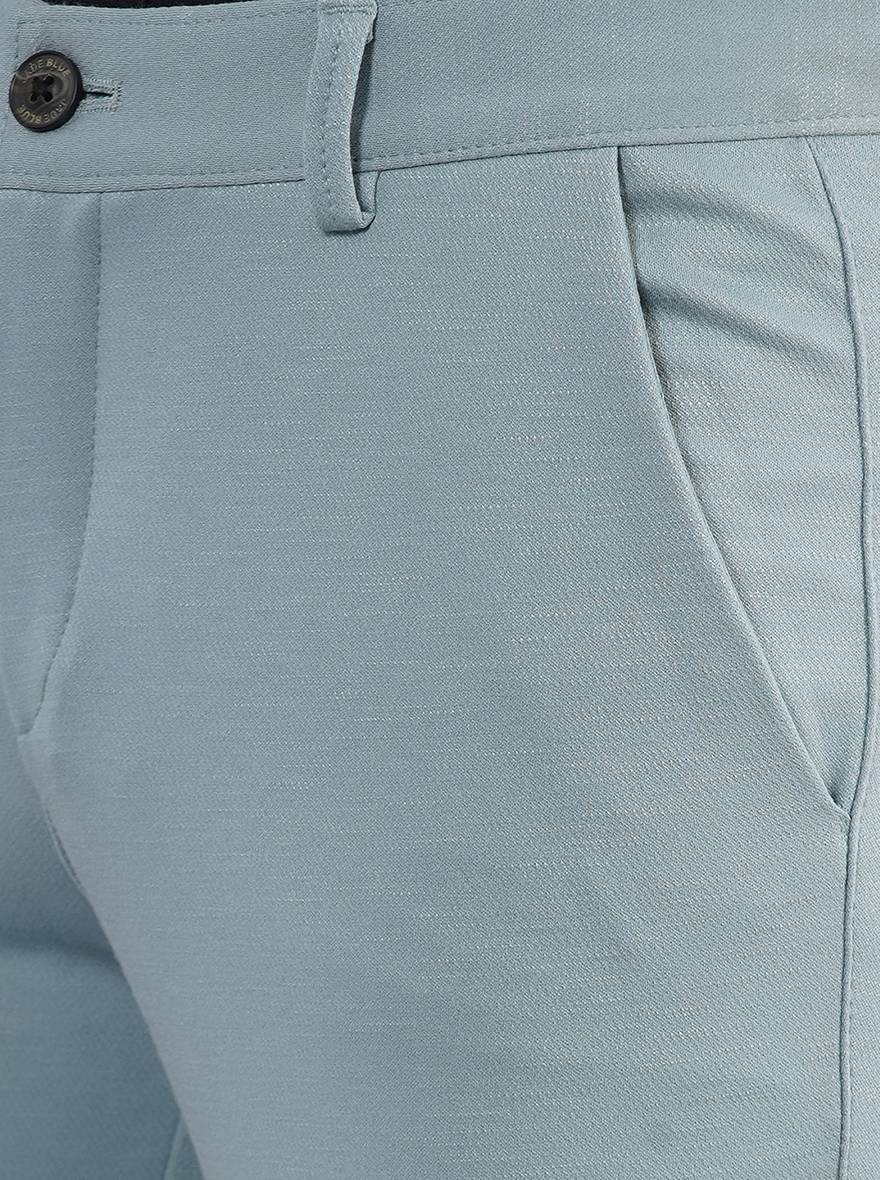 Sky Blue Solid Venice Fit Casual Trouser | JadeBlue