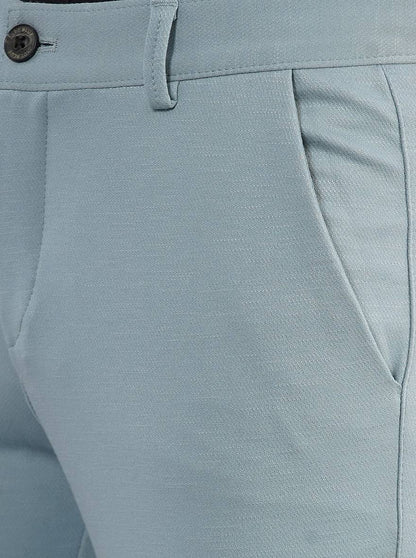 Sky Blue Solid Venice Fit Casual Trouser | JadeBlue