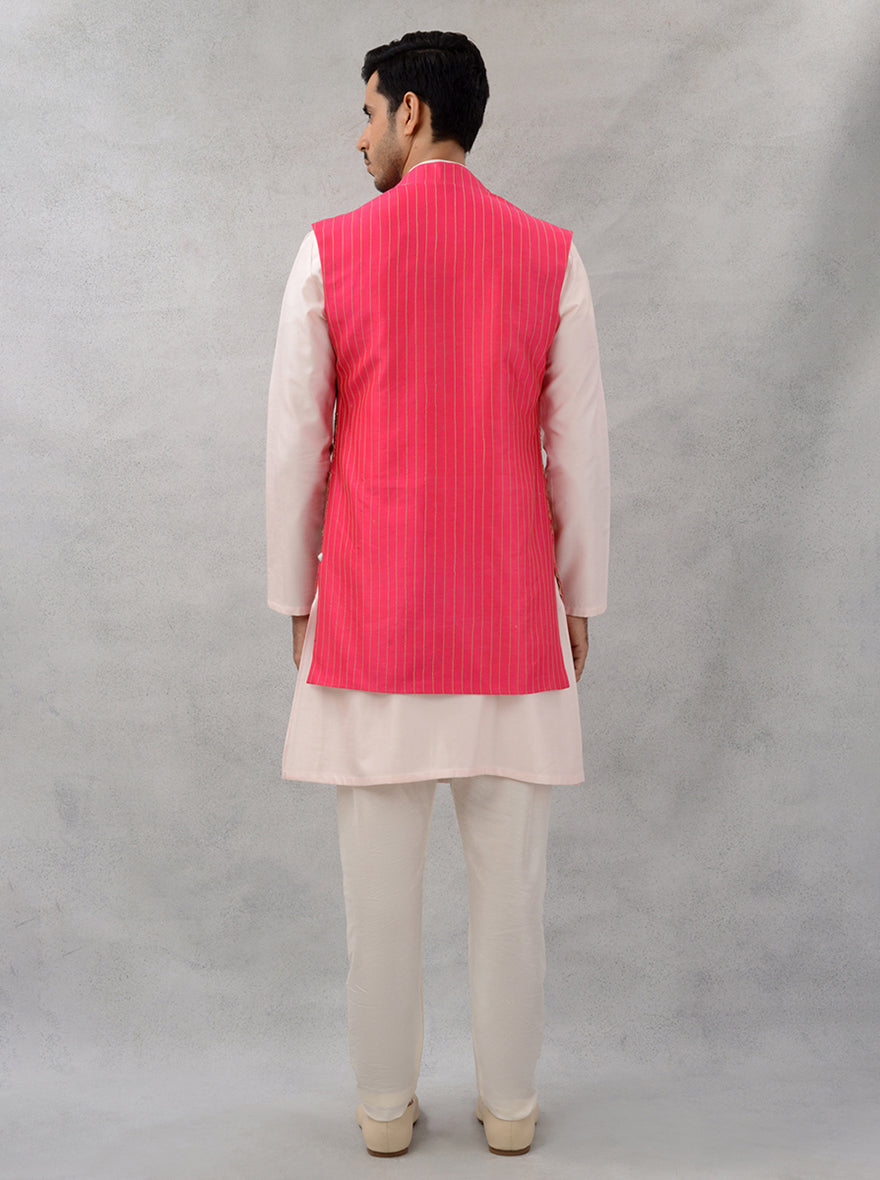 Bright Pink Bandhgala Jacket | TULA