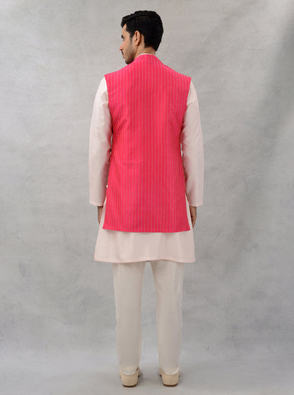 Bright Pink Bandhgala Jacket | TULA
